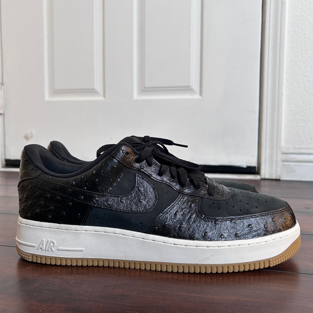 Nike Air Force 1 Low 07 Mens 14.5 Black Ostrich Gum DZ2708-002 NWOB - Picture 2 of 8